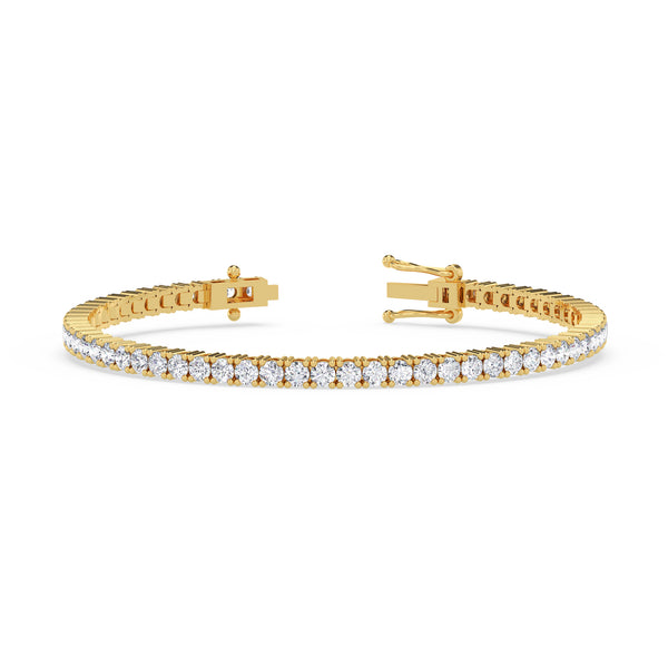 Iva 5 CTW Lab Grown Round Diamond Tennis Bracelet 14KT Yellow Gold Vermeil