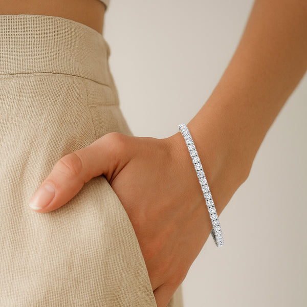 Iva 6 CTW Lab Grown Round Diamond Tennis Bracelet 14KT White Gold Vermeil