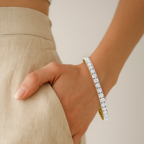 Iva 11 CTW Lab Grown Round Diamond Tennis Bracelet 14KT Yellow Gold Vermeil