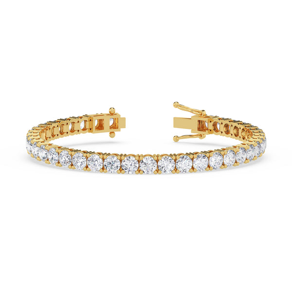 Iva 13 CTW Lab Grown Round Diamond Tennis Bracelet 14KT Yellow Gold Vermeil