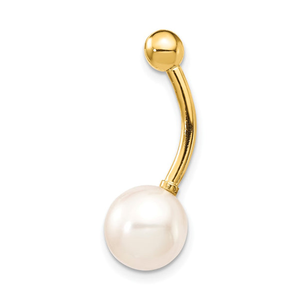 14KT Yellow Gold Pearl 24X8MM Belly Ring
