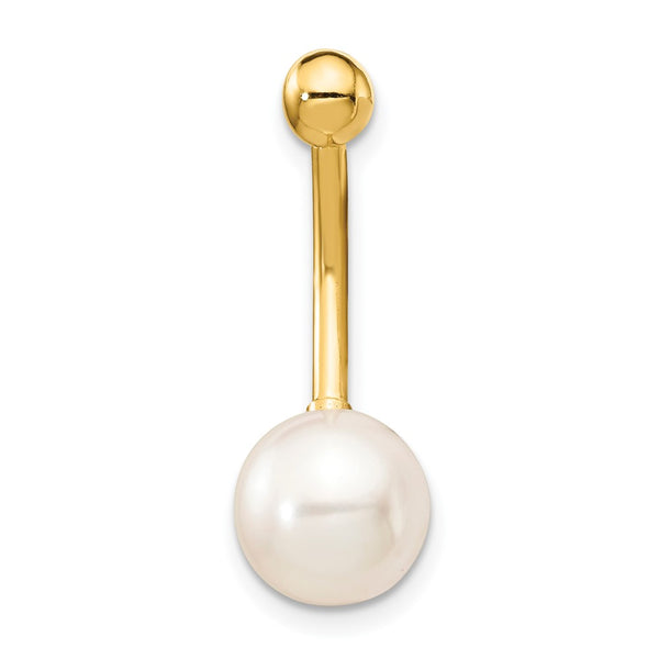 14KT Yellow Gold Pearl 24X8MM Belly Ring