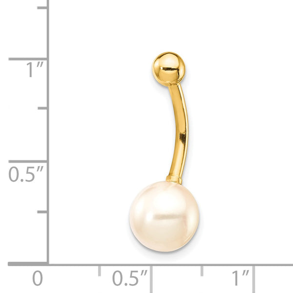 14KT Yellow Gold Pearl 24X8MM Belly Ring