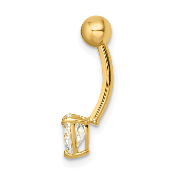 14KT Yellow Gold Cubic Zirconia 21X6MM Heart Belly Ring
