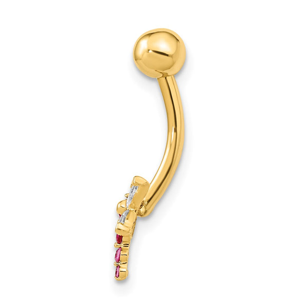 14KT Yellow Gold Cubic Zirconia 22X10MM Dragonfly Belly Ring