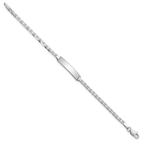 14KT White Gold 5.5-inch 4.5MM Anchor Link ID Bracelet