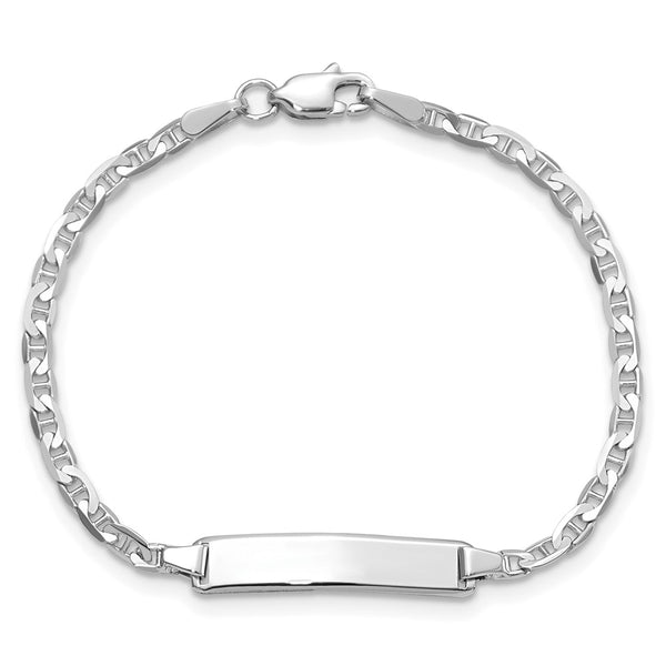14KT White Gold 5.5-inch 4.5MM Anchor Link ID Bracelet