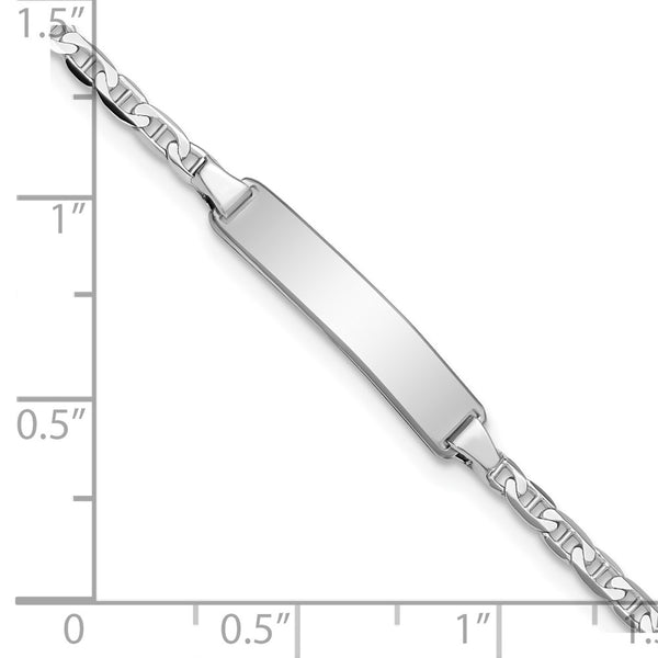 14KT White Gold 5.5-inch 4.5MM Anchor Link ID Bracelet