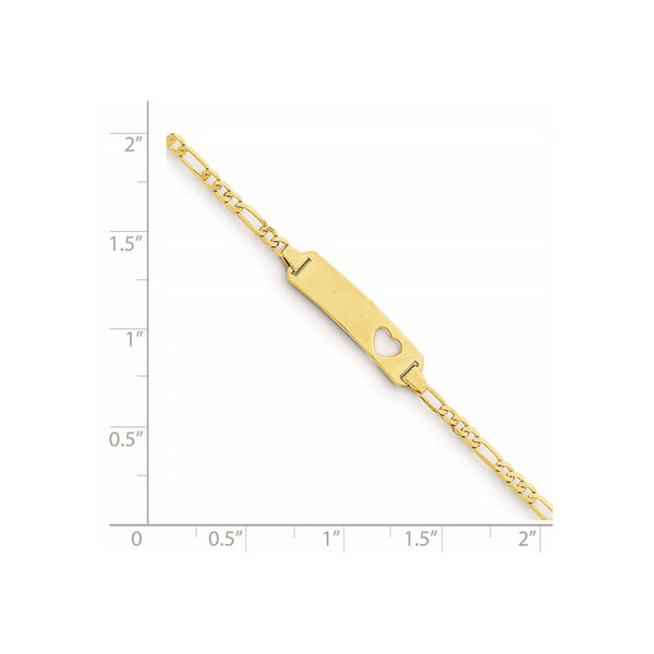 14KT Yellow Gold 6-inch 5MM Childrens Heart ID Bracelet