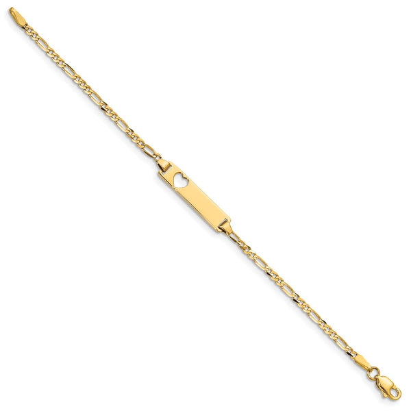 14KT Yellow Gold 6-inch 5MM Childrens Heart ID Bracelet