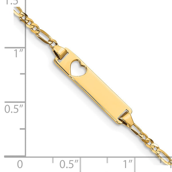 14KT Yellow Gold 6-inch 5MM Childrens Heart ID Bracelet