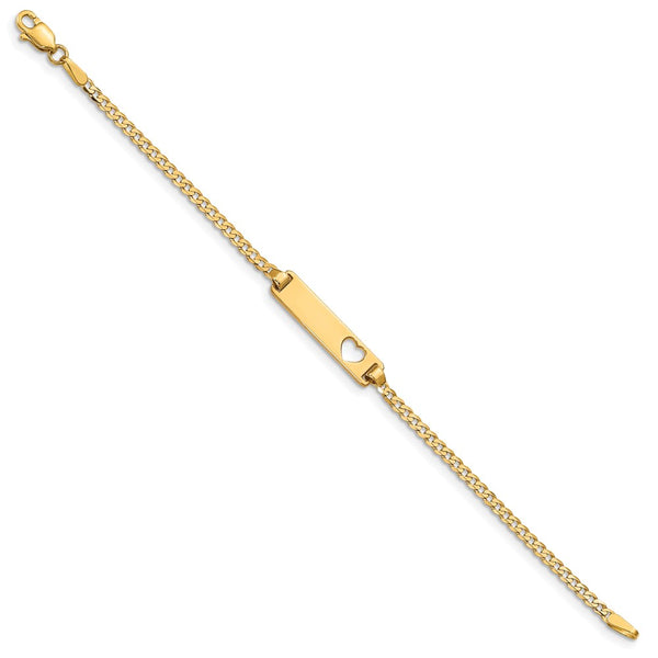 14KT Yellow Gold 5.5-inch 5MM Childrens Heart ID Bracelet