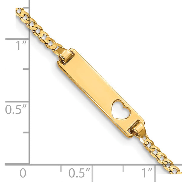 14KT Yellow Gold 6-inch 5MM Childrens Heart ID Bracelet