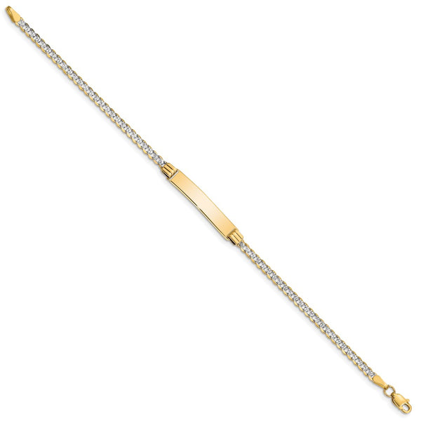 14KT Yellow Gold With Rhodium Plating 6-inch 5MM Childrens Curb ID Bracelet
