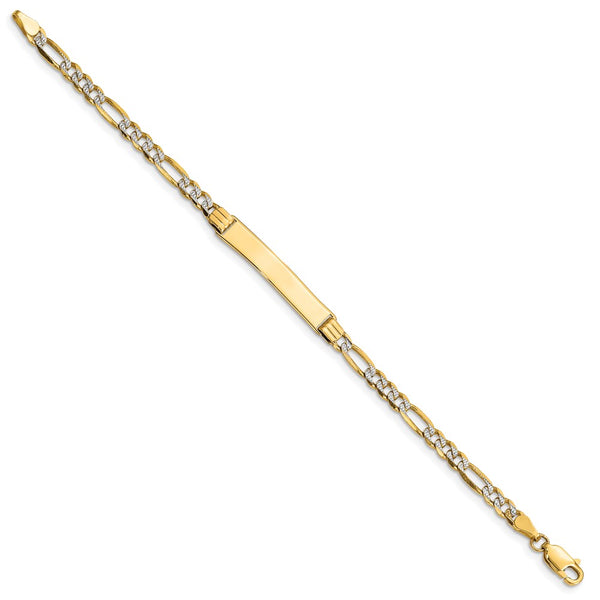 14KT Yellow Gold With Rhodium Plating 6-inch 5MM Childrens Figaro ID Bracelet