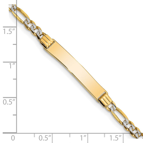 14KT Yellow Gold With Rhodium Plating 6-inch 5MM Childrens Figaro ID Bracelet