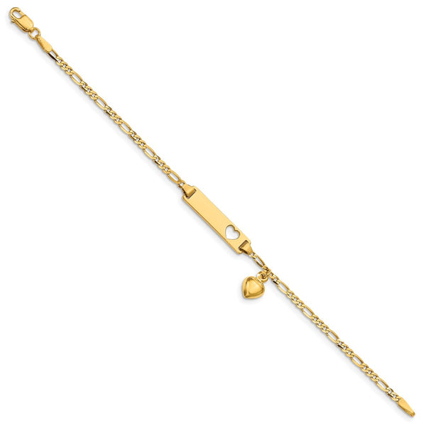 14KT Yellow Gold 6-inch 5MM Childrens Heart ID Bracelet