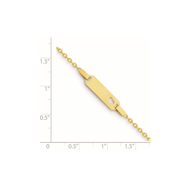 14KT Yellow Gold 6-inch 6MM Childrens Heart ID Bracelet
