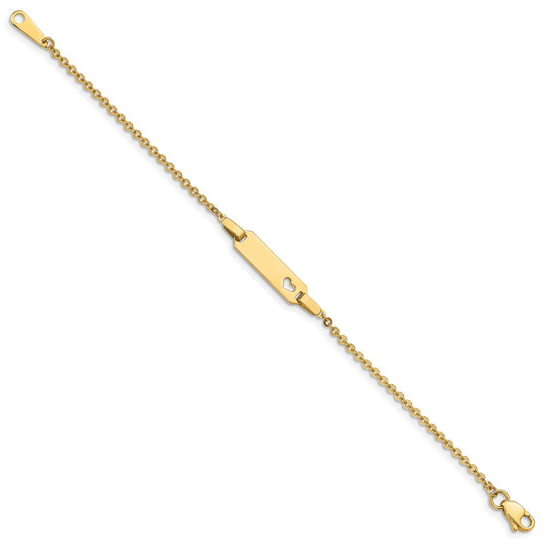 14KT Yellow Gold 6-inch 6MM Childrens Heart ID Bracelet