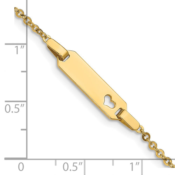 14KT Yellow Gold 6-inch 6MM Childrens Heart ID Bracelet