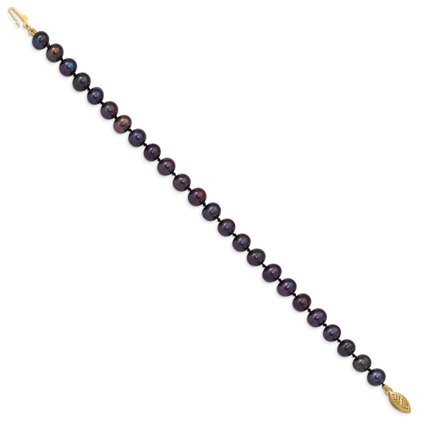6X7MM Near Round Pearl 6.5MM 7.5-inch Bracelet in 14KT Yellow Gold