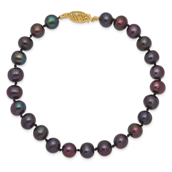 6X7MM Near Round Pearl 6.5MM 7.5-inch Bracelet in 14KT Yellow Gold