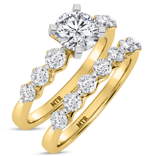 My Trio Rings Oxley 2 CTW Lab Grown Diamond Round Solitaire Bridal Set in 10KT Yellow Gold