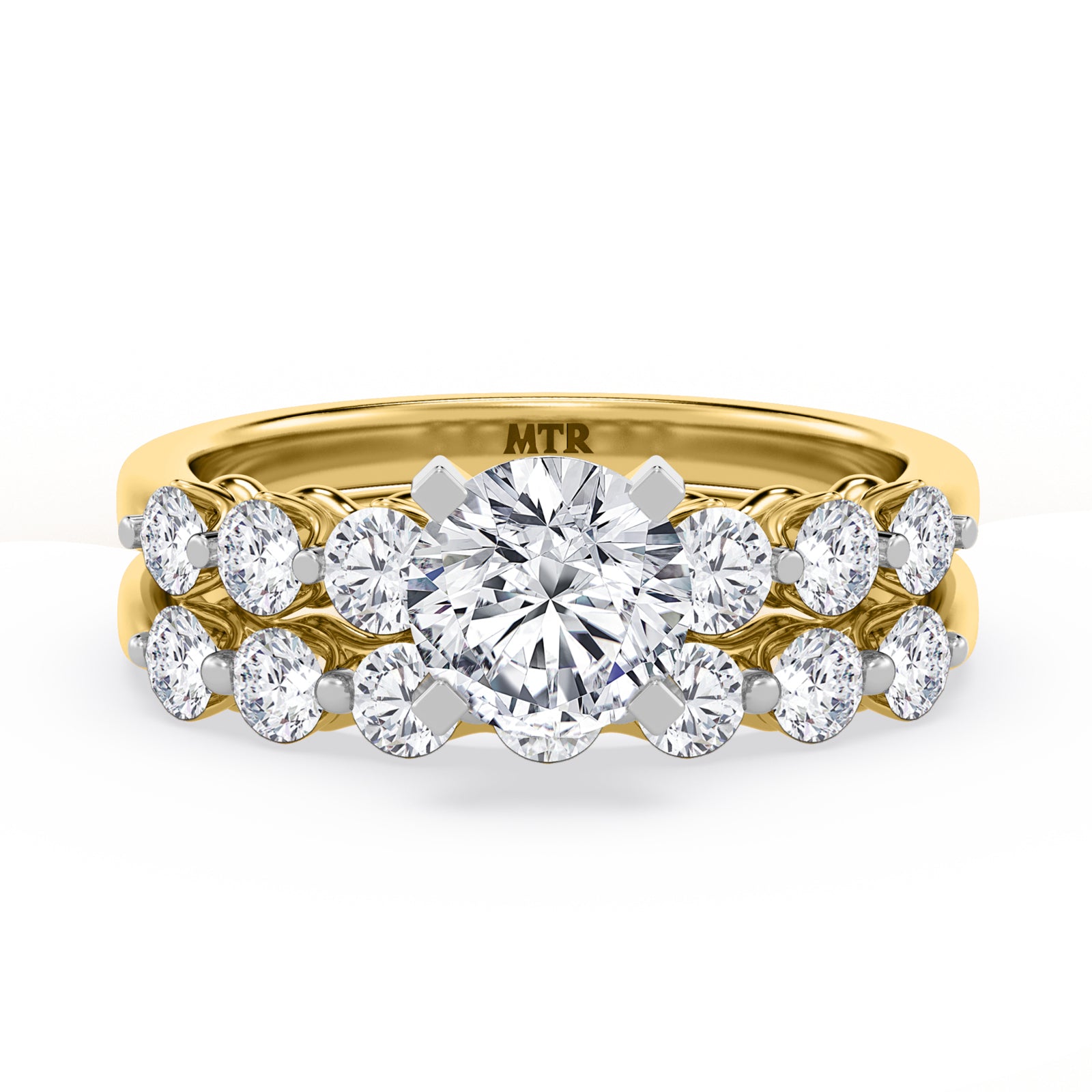 My Trio Rings Oxley 2 CTW Lab Grown Diamond Round Solitaire Bridal Set in 10KT Yellow Gold
