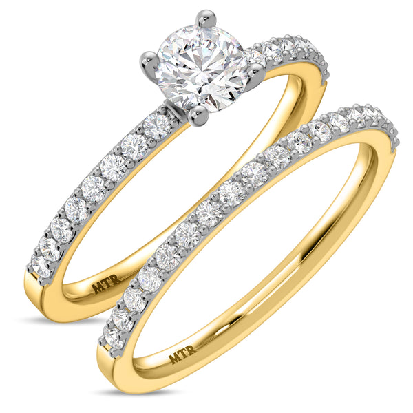 My Trio Rings Keanu 1 CTW Lab Grown Diamond Round Solitaire Bridal Set in 10KT Yellow Gold