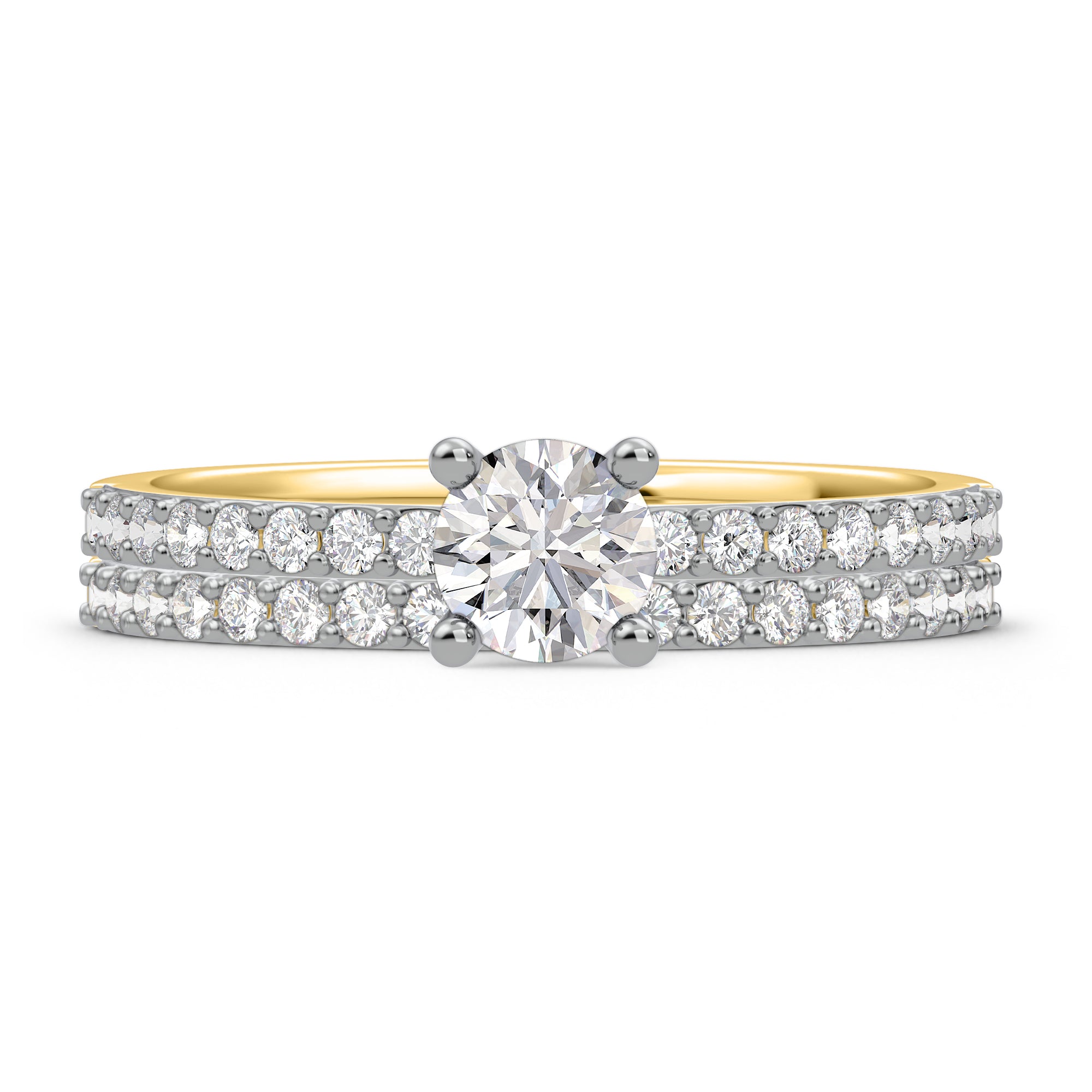 My Trio Rings Keanu 1 CTW Lab Grown Diamond Round Solitaire Bridal Set in 10KT Yellow Gold