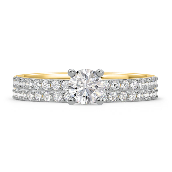 My Trio Rings Keanu 1 CTW Lab Grown Diamond Round Solitaire Bridal Set in 10KT Yellow Gold