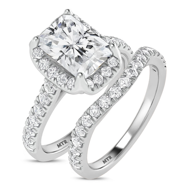 My Trio Rings Daisy 2-3/4 CTW Lab Grown Diamond Radiant Solitaire Bridal Set in 10KT White Gold