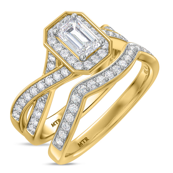 My Trio Rings Georgie 1-2/3 CTW Lab Grown Diamond Emerald Solitaire Bridal Set in 10KT Yellow Gold