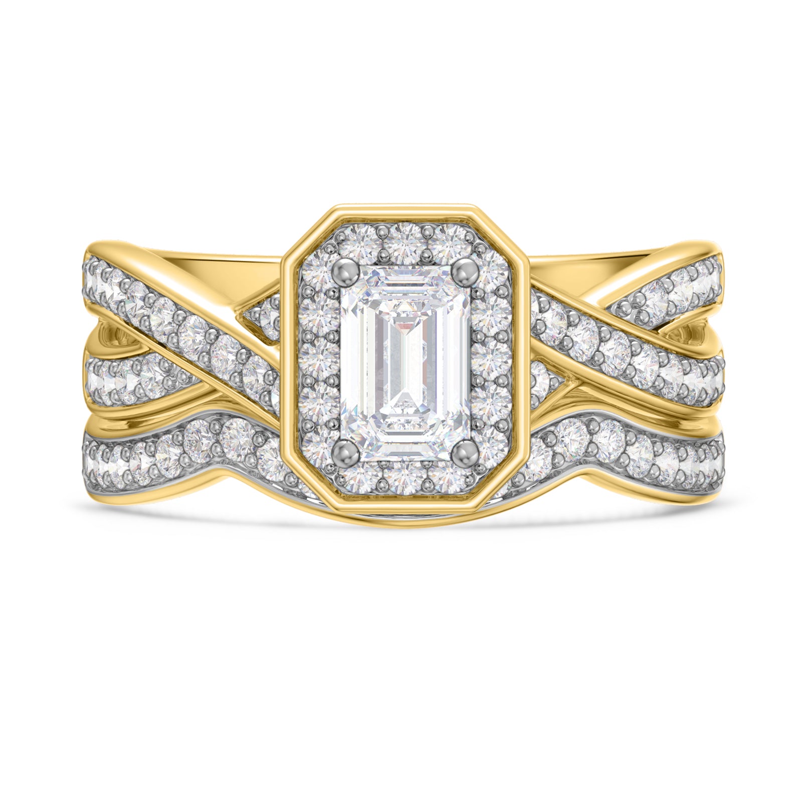 My Trio Rings Georgie 1-2/3 CTW Lab Grown Diamond Emerald Solitaire Bridal Set in 10KT Yellow Gold