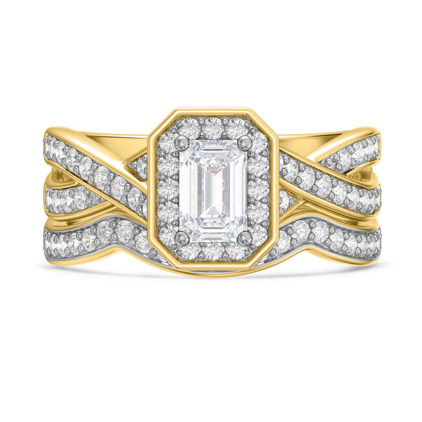 My Trio Rings Georgie 1-2/3 CTW Lab Grown Diamond Emerald Solitaire Bridal Set in 10KT Yellow Gold