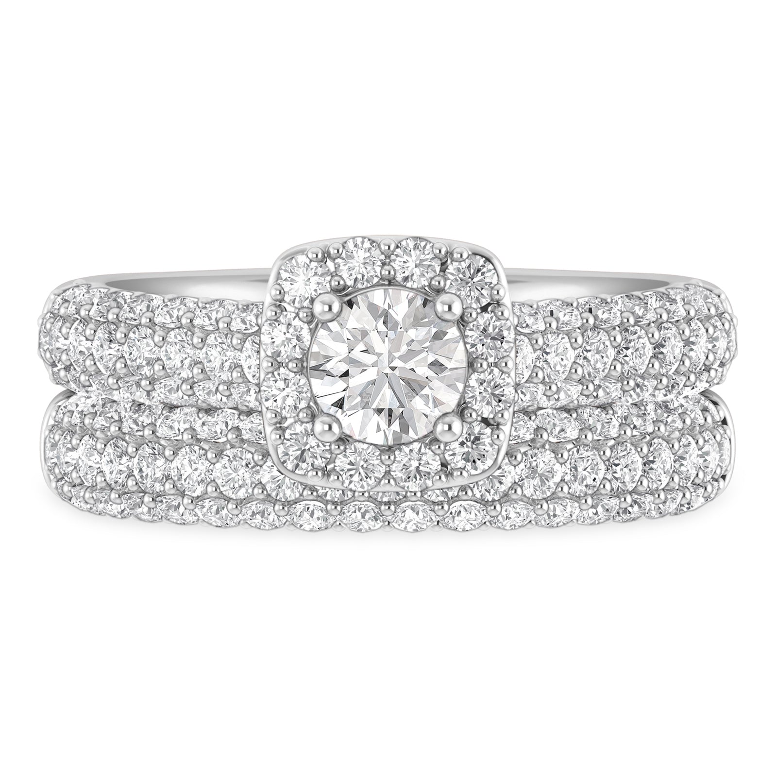 My Trio Rings Jiles 1-7/8 CTW Lab Grown Diamond Round Solitaire Bridal Set in 10KT White Gold