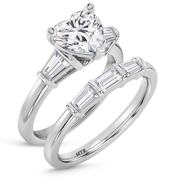 My Trio Rings Canna 2-3/4 CTW Lab Grown Diamond Heart Solitaire Bridal Set in 10KT White Gold