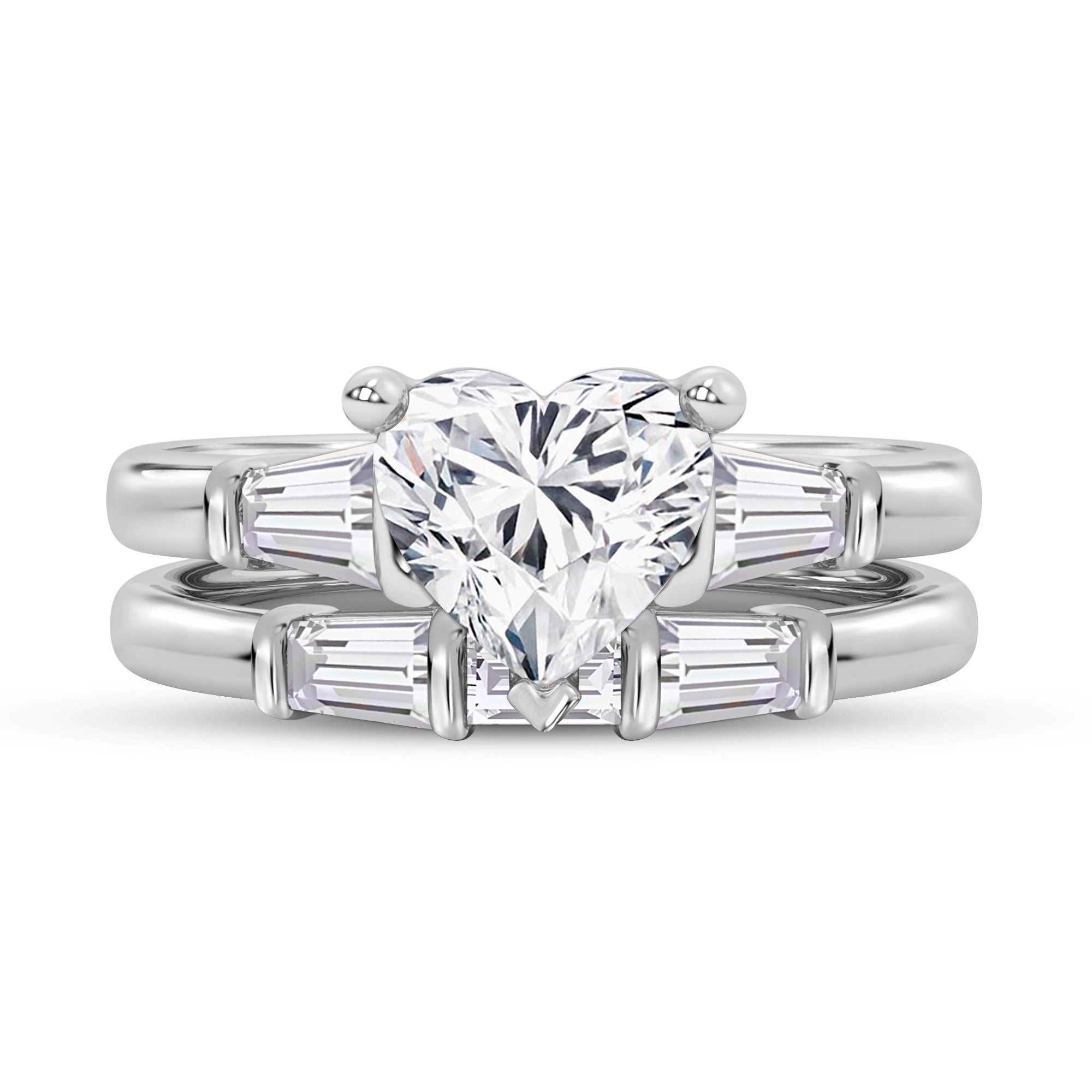 My Trio Rings Canna 2-3/4 CTW Lab Grown Diamond Heart Solitaire Bridal Set in 10KT White Gold