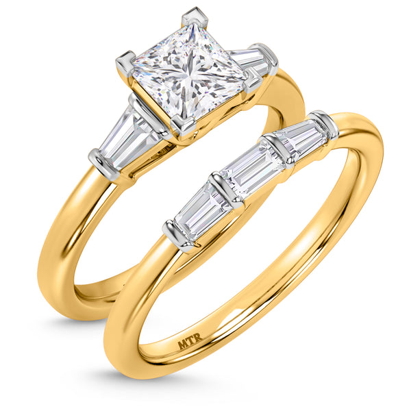 My Trio Rings Canna 1-1/2 CTW Lab Grown Diamond Princess Solitaire Bridal Set in 10KT Yellow Gold