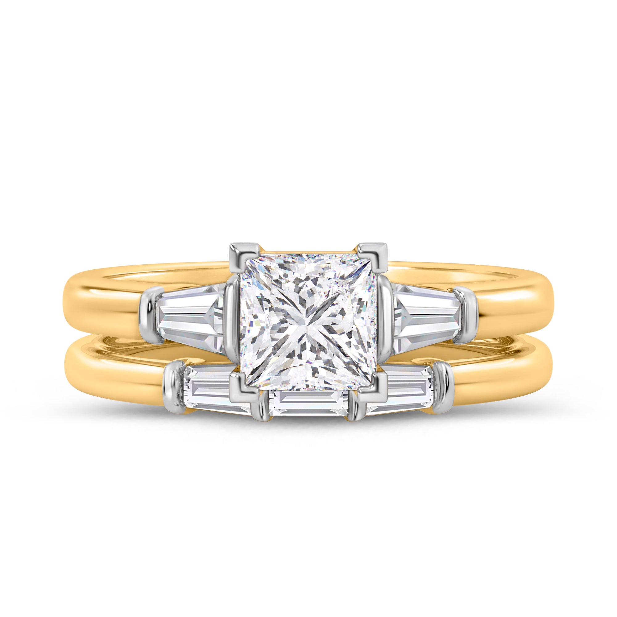 My Trio Rings Canna 1-1/2 CTW Lab Grown Diamond Princess Solitaire Bridal Set in 10KT Yellow Gold