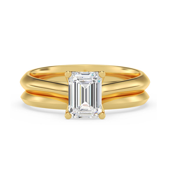 My Trio Rings Jena 1 CTW Lab Grown Diamond Emerald Solitaire Bridal Set in 10KT Yellow Gold