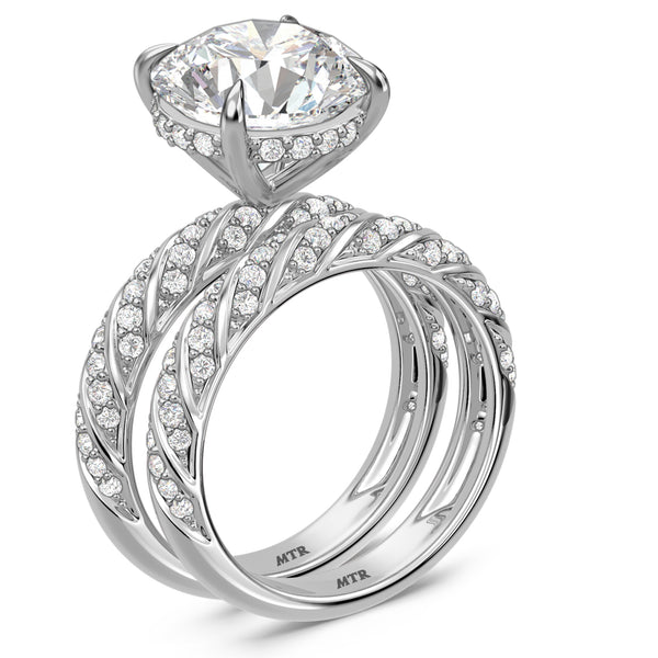 My Trio Rings Nella 5-7/8 CTW Lab Grown Diamond Round Solitaire Bridal Set in 10KT White Gold