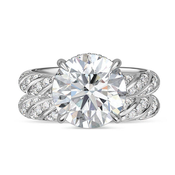 My Trio Rings Nella 5-7/8 CTW Lab Grown Diamond Round Solitaire Bridal Set in 10KT White Gold