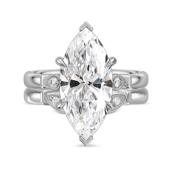 My Trio Rings Mirella 5-1/4 CTW Lab Grown Diamond Marquise Solitaire Bridal Set in 10KT White Gold