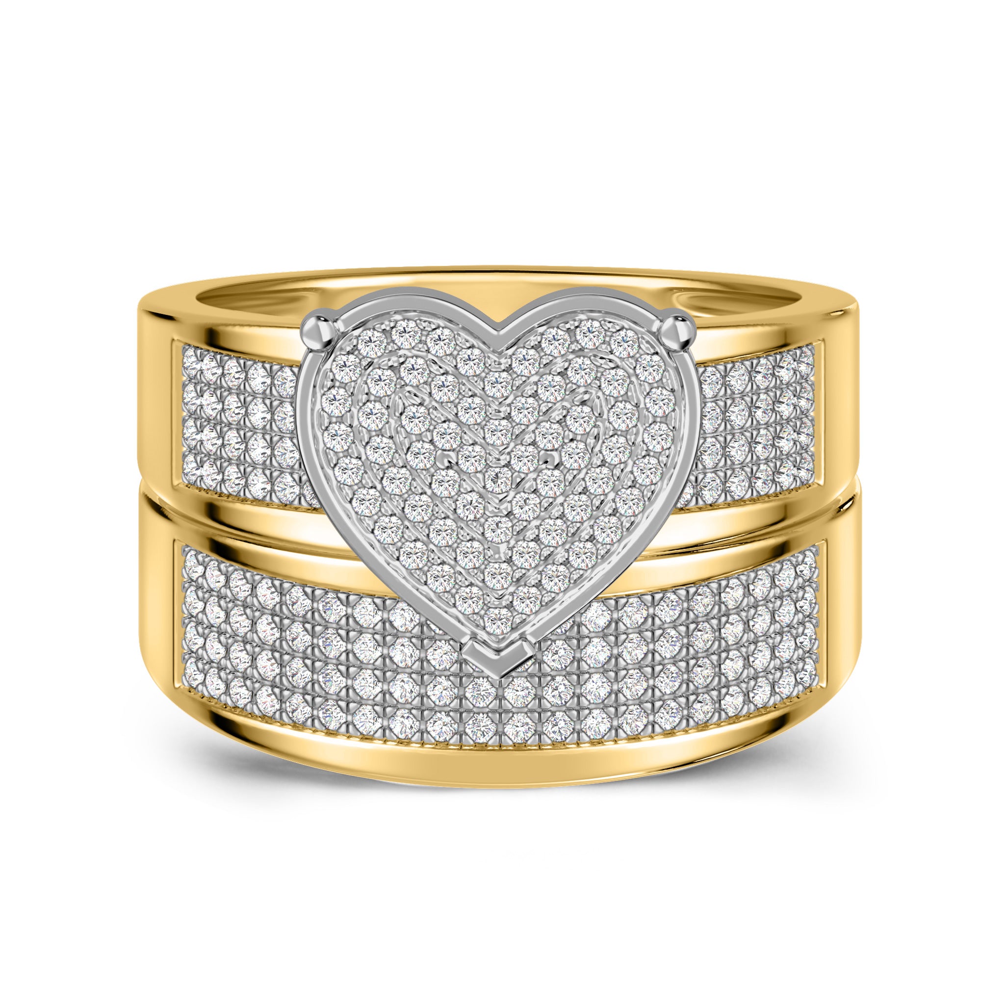My Trio Rings Valentina 5/8 CTW Lab Grown Diamond Heart Cluster Bridal Set in 10KT Yellow Gold