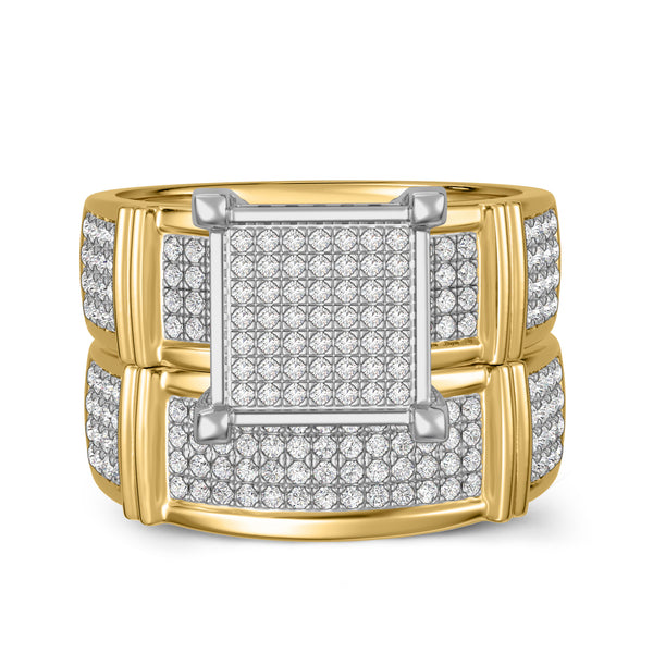 My Trio Rings Amity 3/4 CTW Lab Grown Diamond Princess Cluster Bridal Set in 10KT Yellow Gold
