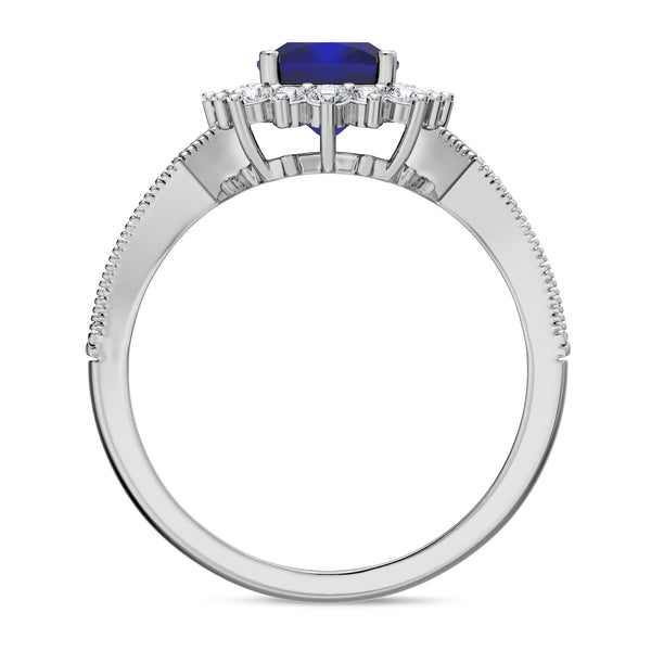 My Trio Rings Kassia 1-1/2 Carat T.W. Sapphire and Diamond Trio Matching Wedding Ring Set 10KT White Gold