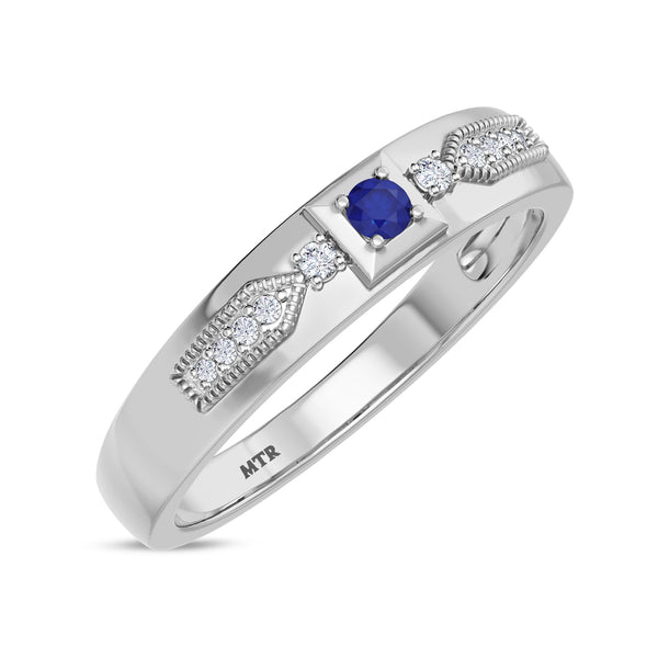 My Trio Rings Kassia 1-1/2 Carat T.W. Sapphire and Diamond Trio Matching Wedding Ring Set 10KT White Gold