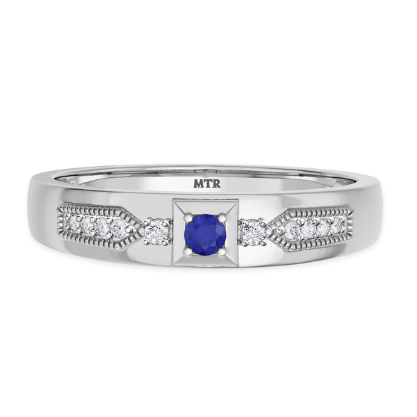 My Trio Rings Kassia 1-1/2 Carat T.W. Sapphire and Diamond Trio Matching Wedding Ring Set 10KT White Gold