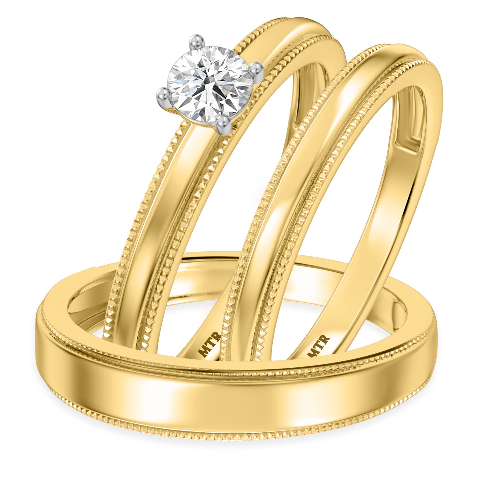 My Trio Rings Katie 1/4 CTW Lab Grown Diamond Round Solitaire Trio Set in 10KT Yellow Gold